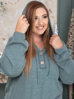 Drawstring Hood Solid Raised Rib Hoodie Top | S-3X -Discount Divas Shop dbda7c8f09b95a658d5a957d7db06420