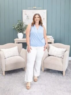 Dear Scarlett Solid Wrinkle Free Surplice Sleeveless Top | S - 3X -Discount Divas Shop dbecd7460ba6118e5b951eb6a2a3eb7f