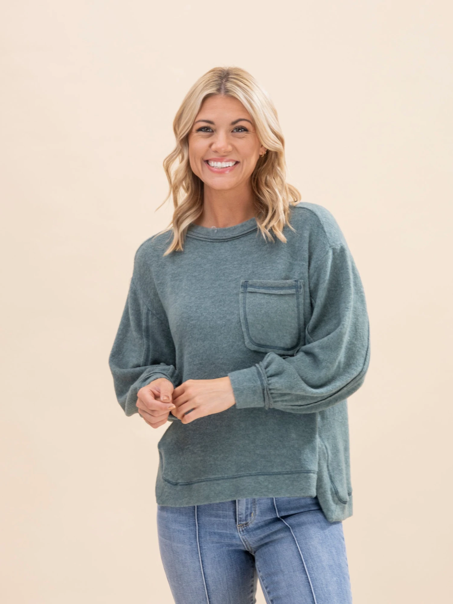 Zenana Luxe Hacci Hi-Low Round Neck Sweater | S/M-L/XL 6 Zenana Luxe Hacci Hi-Low Round Neck Sweater | S/M-L/XL - Image 6