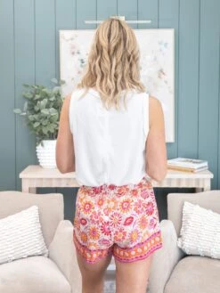 Two Tone Border Print Shorts | S - L Umgee -Discount Divas Shop dc9d5123c8944725f836bfdbcbed9259