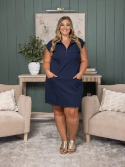 Cotton Terry Half Zip Dress | S-3XL -Discount Divas Shop dcc7e6732665b1173b4d6adc0300519a