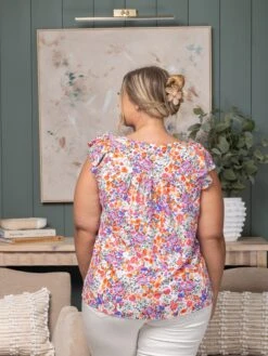 Floral Square Neck Flutter Sleeve Top | S - 2XL -Discount Divas Shop dd22be623bad2277793c7534b3da209e