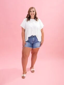Diva Denim High Rise High Low Fray Hem Short | XS - 3X -Discount Divas Shop ddfb9eeec4425e31a51f3216df2f9262