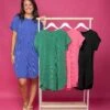 Raised Ribbed Short Sleeve Dress | S - 3X