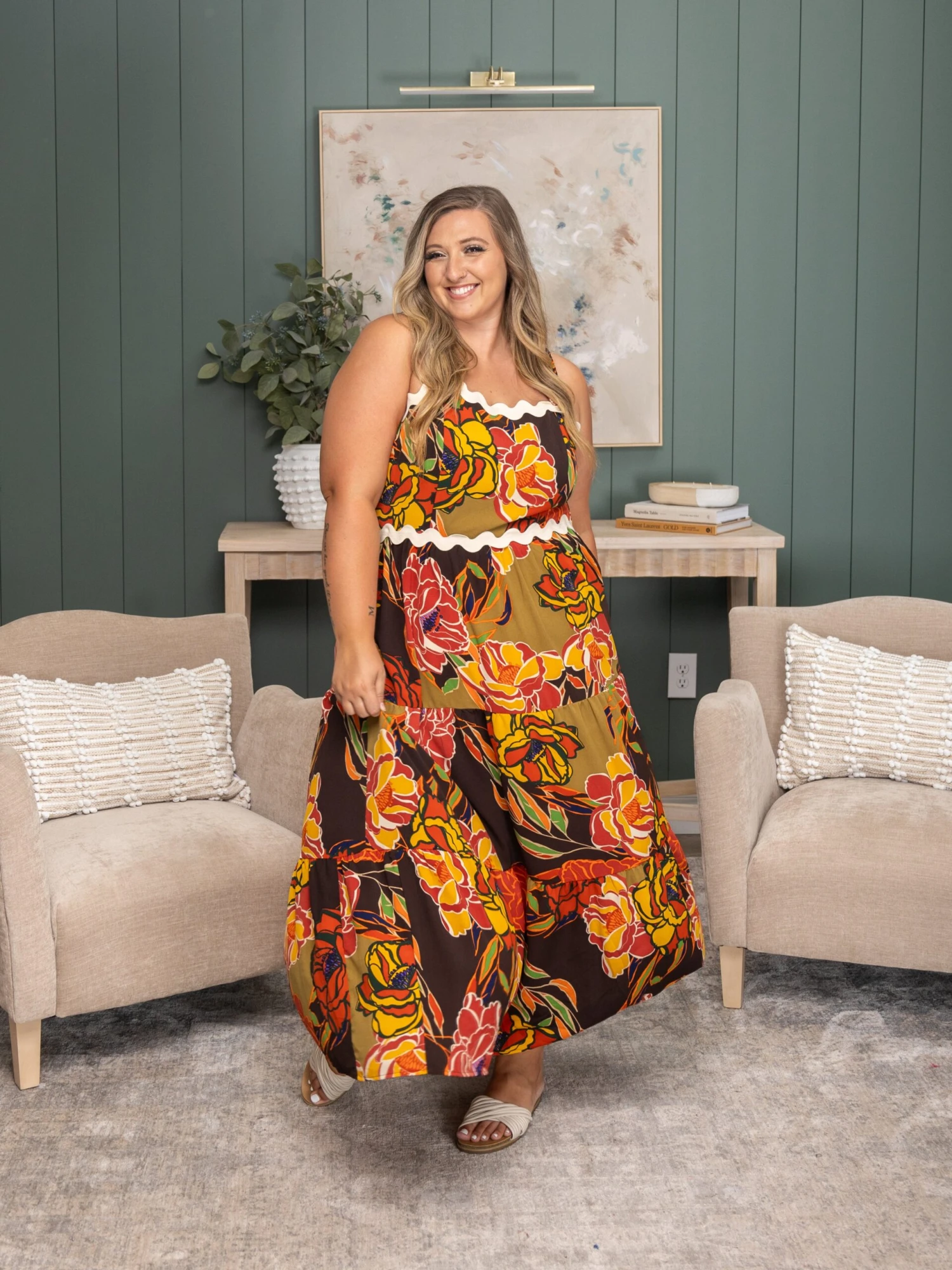 Floral Print Tiered Midi Dress | S - 3XL 2 Floral Print Tiered Midi Dress | S - 3XL - Image 2
