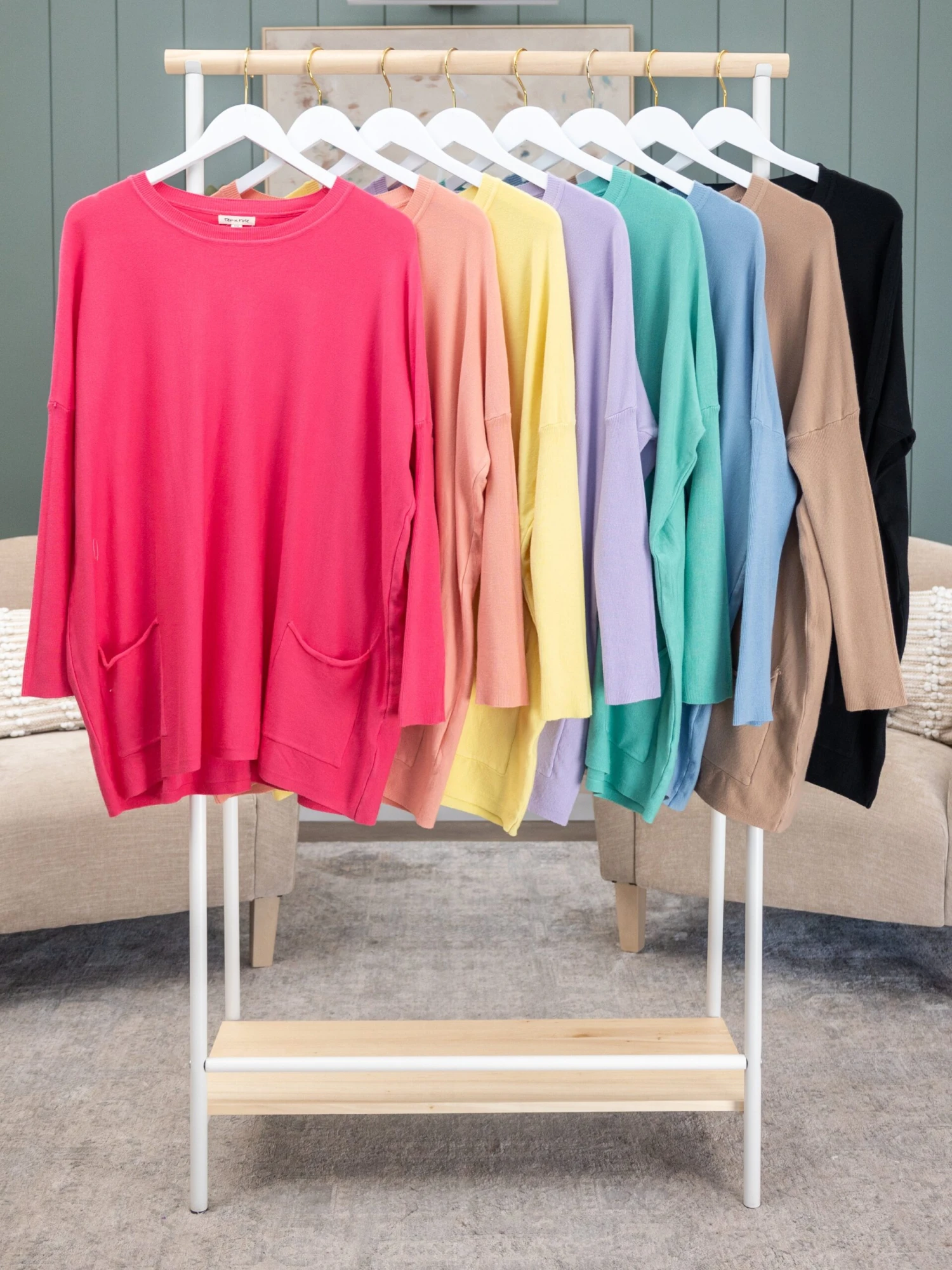 Tea N Rose "Perfect Knit" Oversized 2 Pocket Sweater | S/M - L/XL 2 Tea N Rose "Perfect Knit" Oversized 2 Pocket Sweater | S/M - L/XL - Image 2