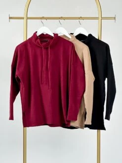 STACCATO Cowl Neck Long Sleeve Drawstring Sweater | S - L