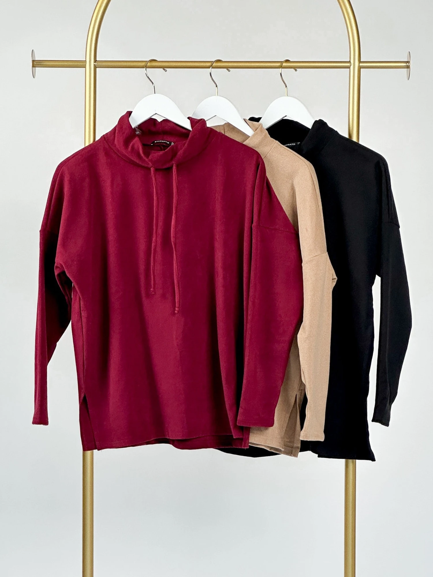 STACCATO Cowl Neck Long Sleeve Drawstring Sweater | S - L 1 STACCATO Cowl Neck Long Sleeve Drawstring Sweater | S - L