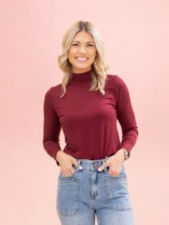 Long Sleeve Mock Neck Essential Top By DD Design | S-3XL -Discount Divas Shop e1289f6f3df71b0ba5e6cec6eb12830e