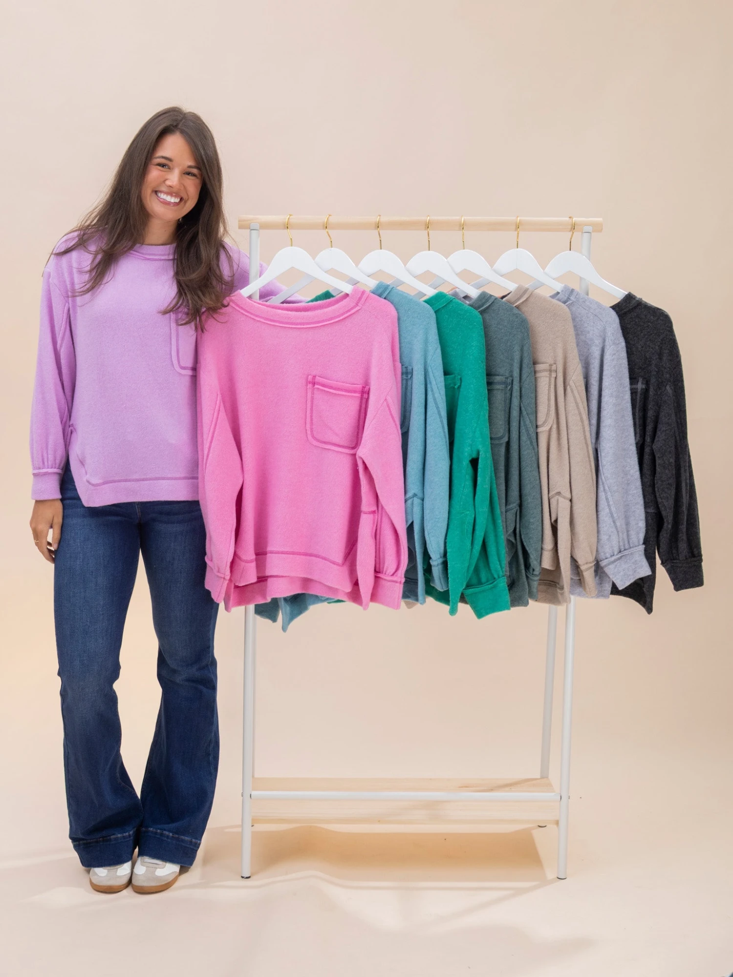 Zenana Luxe Hacci Hi-Low Round Neck Sweater | S/M-L/XL 1 Zenana Luxe Hacci Hi-Low Round Neck Sweater | S/M-L/XL