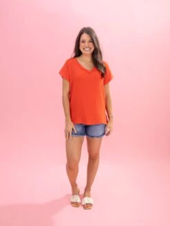 Gauze V-Neck Short Sleeve Top By DD Design | S-3XL -Discount Divas Shop e1ec562f7a5767c91354123b6ddb45df