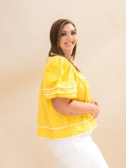 Short Puff Sleeve Blouse With Contrast Stripe Detailing | S-L 8 Short Puff Sleeve Blouse With Contrast Stripe Detailing | S-L -Discount Divas Shop e2080a7e6d18b388e525da54772c2ef4