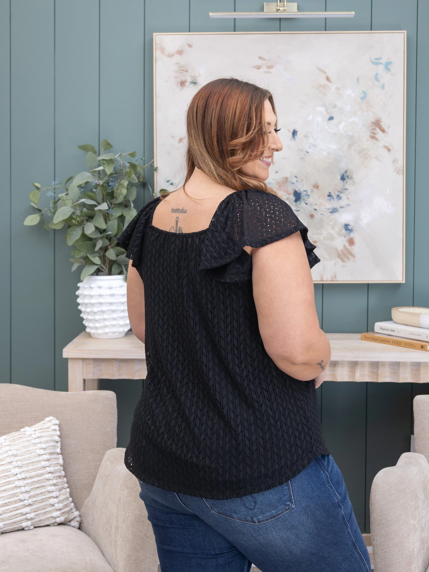 Relaxed Fit Flutter Sleeve Lined Top | S-3XL 5 Relaxed Fit Flutter Sleeve Lined Top | S-3XL - Image 5