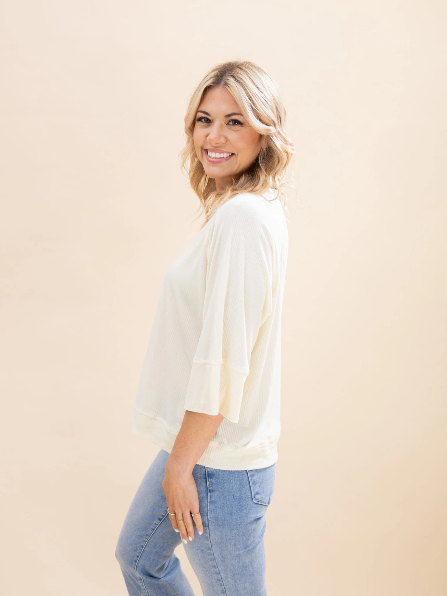 Soft Rib Thermal 3/4 Sleeve Top | XS - L 6 Soft Rib Thermal 3/4 Sleeve Top | XS - L - Image 6