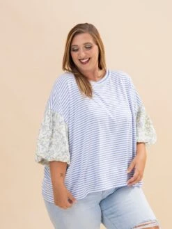 Floral Short Sleeve Striped Knit Pullover Top | S-3XL -Discount Divas Shop e2d7027029d7a095640b4c9576fc527c
