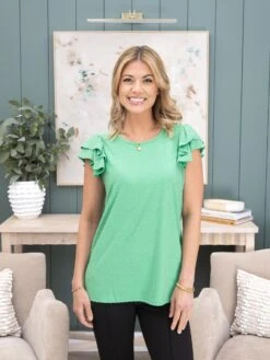 Ruffle Short Sleeve Swiss Dot Top | S-3X