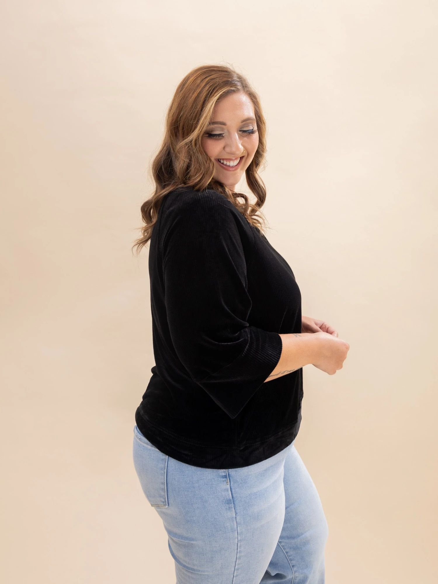 Soft Rib Thermal 3/4 Sleeve Top | XS - L 3 Soft Rib Thermal 3/4 Sleeve Top | XS - L - Image 3