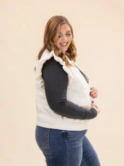 Ruffled Cap Sleeve Tiny Bow Embroidered Quilted Front Snap Vest W/ Pockets | S-L -Discount Divas Shop e8808476db11f2ca8d593063eb45c4bd