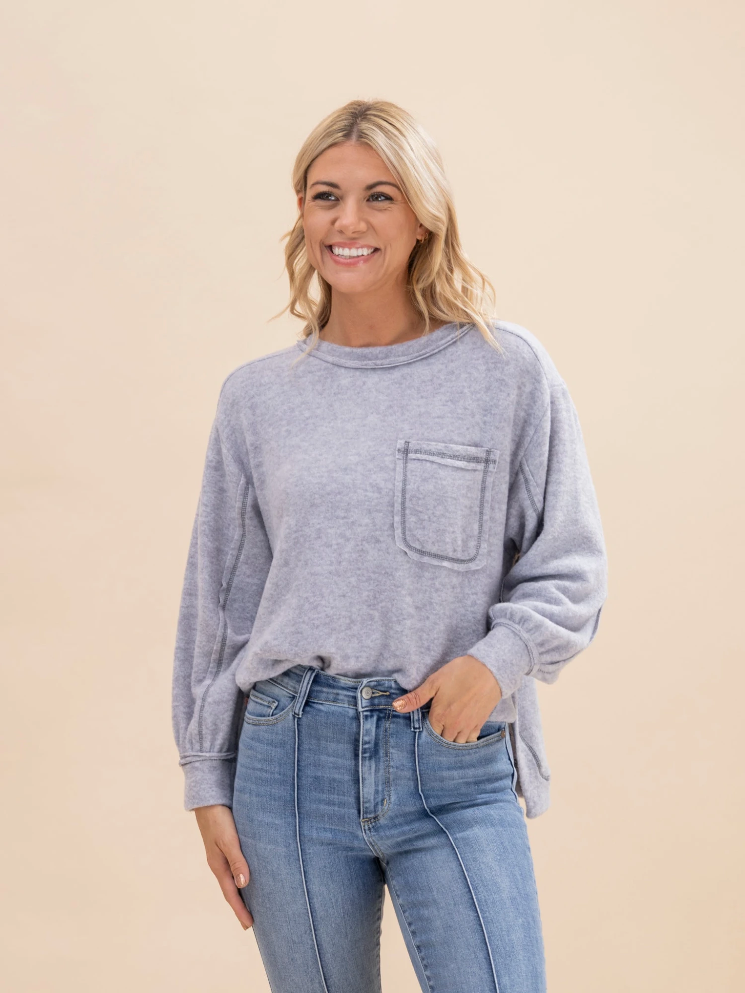 Zenana Luxe Hacci Hi-Low Round Neck Sweater | S/M-L/XL 12 Zenana Luxe Hacci Hi-Low Round Neck Sweater | S/M-L/XL - Image 12