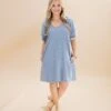 Denim Raglan Short Sleeve Dress| S-L Americana