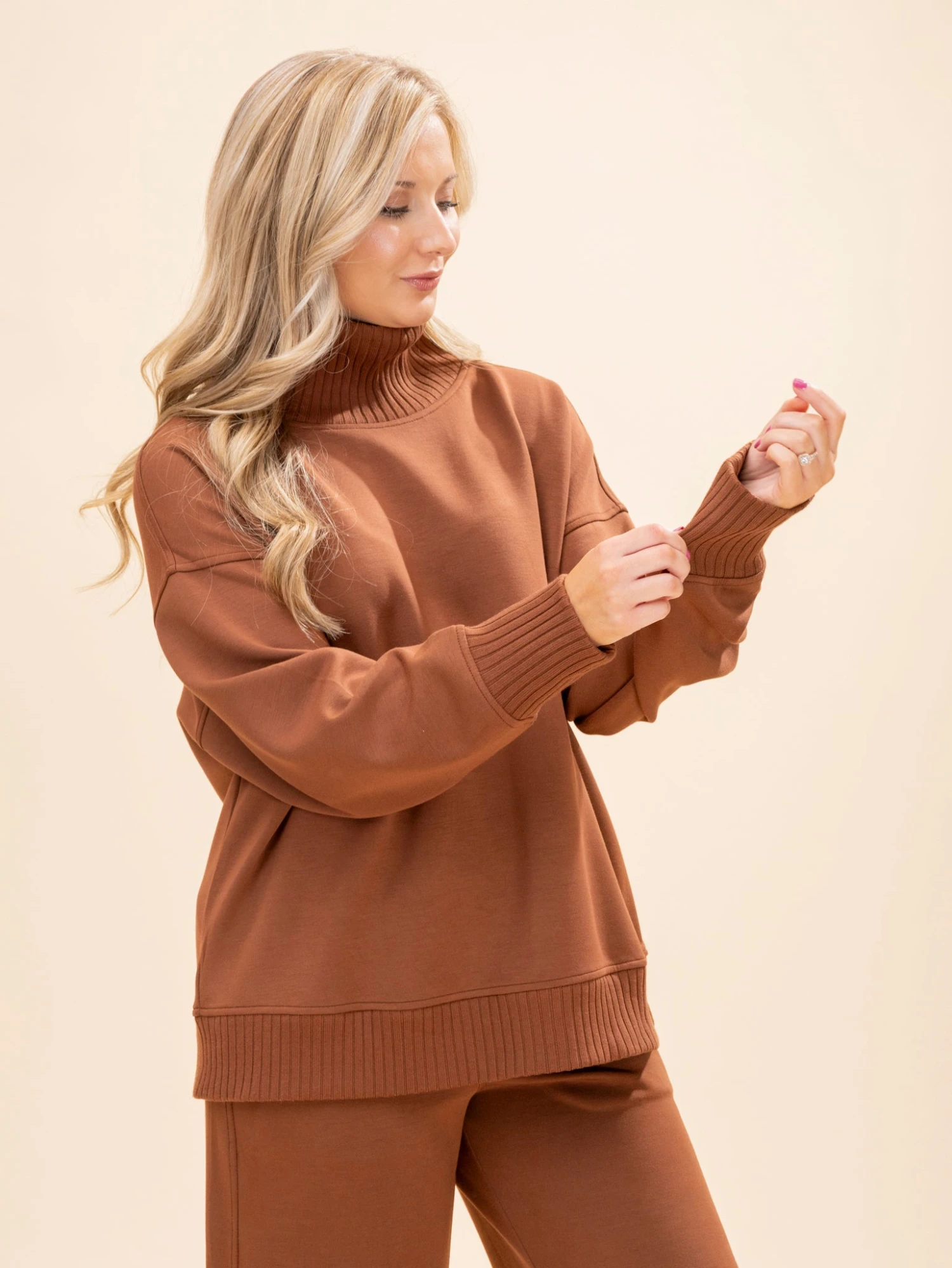 Modal Scuba Ribbed Mock Neck Pullover | S-L Pair W/ Sku64654 5 Modal Scuba Ribbed Mock Neck Pullover | S-L Pair W/ Sku64654 - Image 5