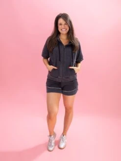 Lived In Short Sleeve Zip Up Hoodie By DD Design | S - 3XL -Discount Divas Shop e9a4fda83c491577cc149a2c269df00d