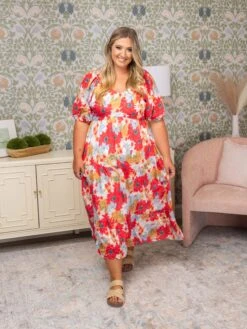 Tiered Puff Sleeve Midi Dress | S-3XL