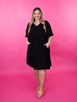 Button Down Drop Shoulder Collared Mini Dress W/ Pockets | S-3X -Discount Divas Shop eVzqRxlxByXGTLoyIsTXLvbciwWdtXO3GZf38wwM