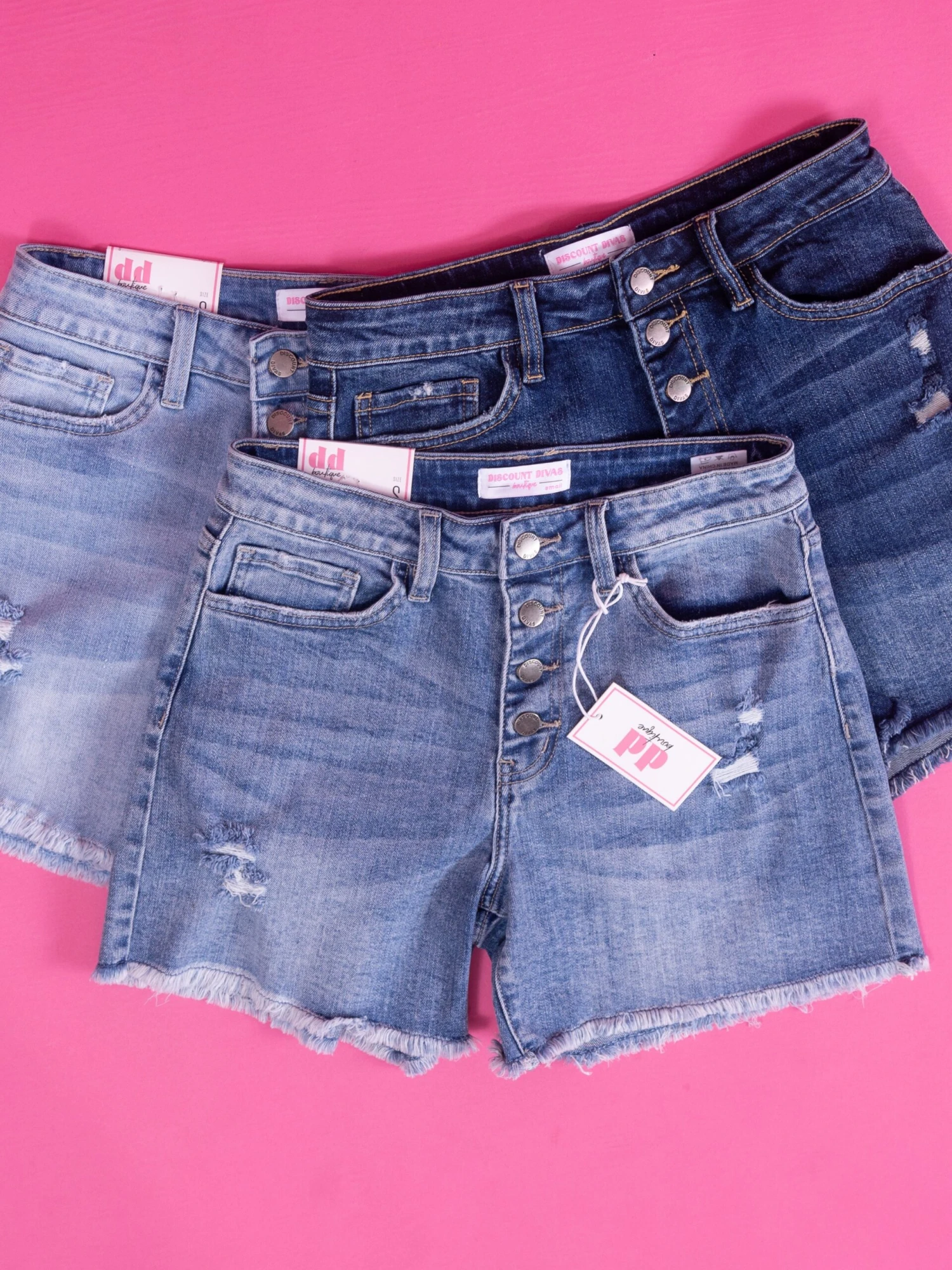 Diva Denim High Rise Expose Button Fray Hem Shorts | S-3XL 1 Diva Denim High Rise Expose Button Fray Hem Shorts | S-3XL