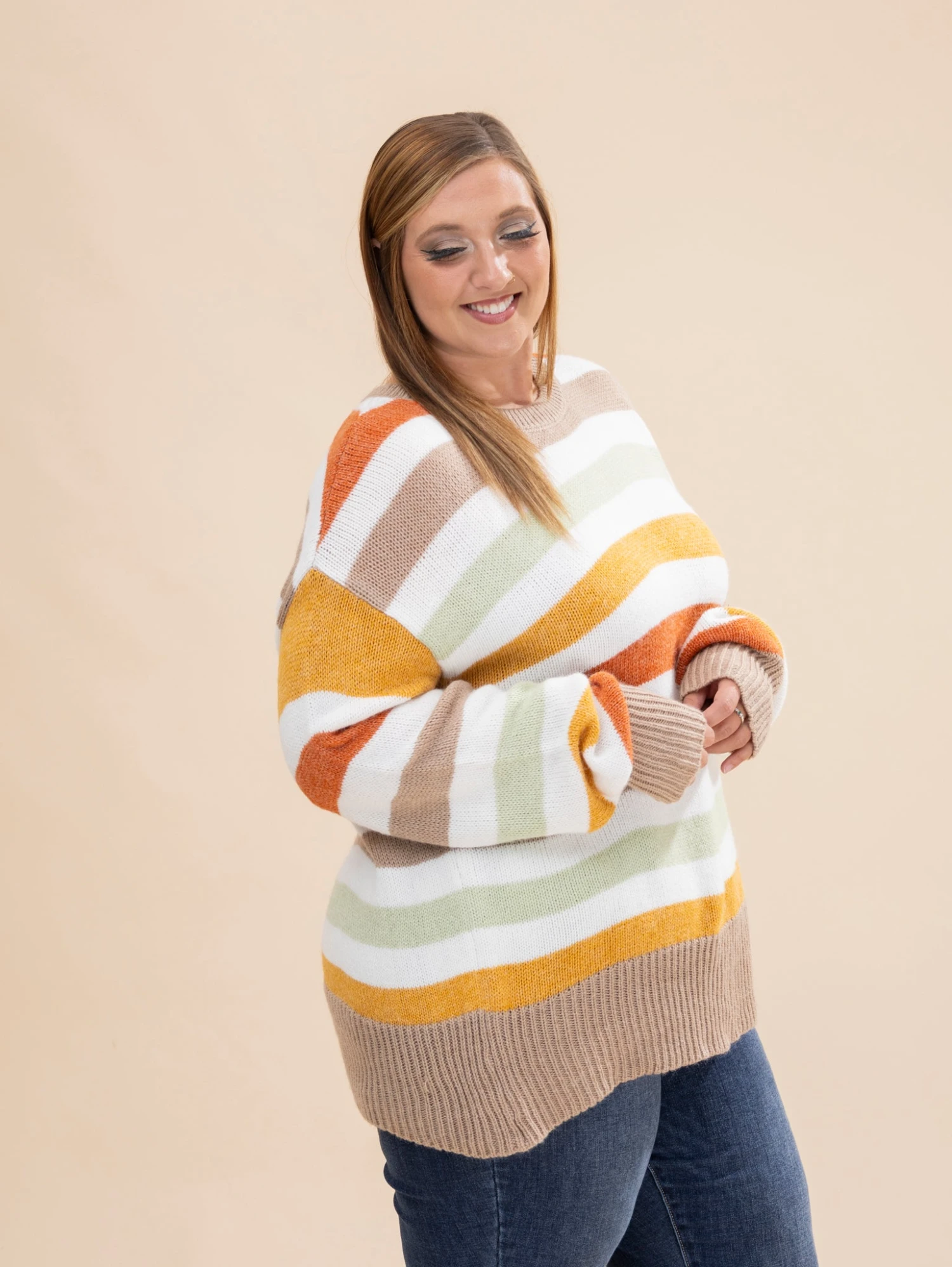 Stripe Drop Shoulder Crew Neck Sweater | S-XL Thanksgiving 3 Stripe Drop Shoulder Crew Neck Sweater | S-XL Thanksgiving - Image 3