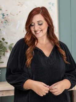 Pleated 3/4 Sleeve Tie Keyhole Top | S - L Set W/ Sku55129 -Discount Divas Shop eb241f89250f2fdc840a13caca977eed