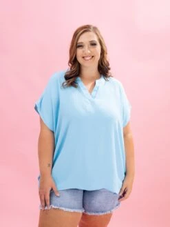 V Neck Airflow Top W/ Flat Collar By DD Design | S-3XL -Discount Divas Shop eb452c14324cb81f51239f0c8e07be63