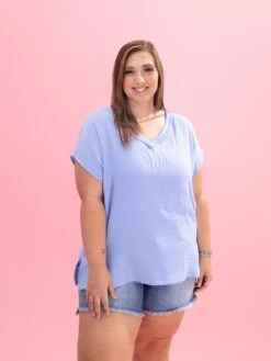 Gauze V-Neck Short Sleeve Top By DD Design | S-3XL -Discount Divas Shop eb810e2fdfb4a9153b2f501962b742db