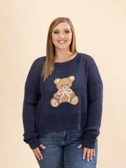 Teddy Bear Graphic Open Knit Sweater | S-L -Discount Divas Shop eba91dff868f708d7cea465b56bcf94e