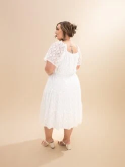 Floral Lace Smocked Short Sleeve Midi Dress | S-3XL -Discount Divas Shop ec7c75c712ca1da019c7ad5a886ca943