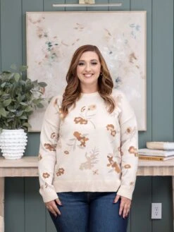 Flower Jacquard Sweater | S-3XL