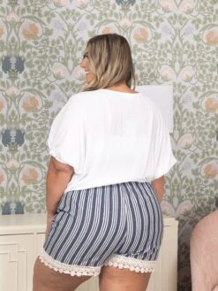 Woven Stripe Shorts With Lace Trim | S - 3XL 7 Woven Stripe Shorts With Lace Trim | S - 3XL -Discount Divas Shop ed94178f1aded7da8c03099368980082