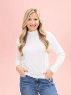 Long Sleeve Mock Neck Essential Top By DD Design | S-3XL -Discount Divas Shop ee7afefdd34f041d70c27c317d3a1990