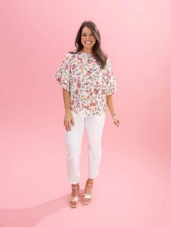 Floral Double Ruffle Sleeve Round Neck Top By DD Design | S-3XL -Discount Divas Shop ef6362c8c72854a152ec2f0f87794fb6