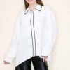 Long Sleeve Collar Neckline Top | S-3X White Birch