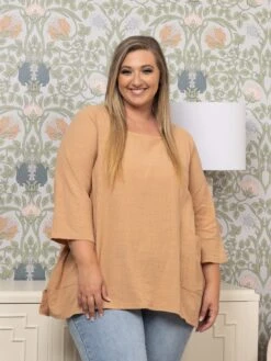 Zenana Gauze Two Pockets 3/4 Sleeve Top | S - 3X -Discount Divas Shop f028b5c929ba2768ac30525c80de0f0a