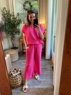 Textured Drop Shoulder Round Neck Top | S - 3X SET W/ Sku49287