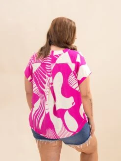 Abstract Print V Neck Blouse With Piping Details | S-L Bright & Bold Collection -Discount Divas Shop f0e48c0c30db24617b33b2895ffc8b5e