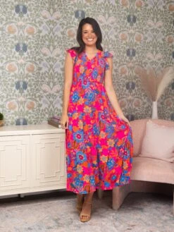 Floral V-Neck Tiered Maxi Dress | S - XL