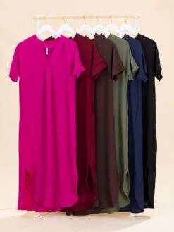 Airflow V Neck Placket W/ Front Pleat Maxi Dress W/ Pockets | S-3X -Discount Divas Shop f18901d1caa735b3a0262b8f26e1a444