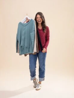 Zenana Raised Rib Long Sleeve Hi Low V-Neck Top | S/M-L/XL -Discount Divas Shop f1dfca19664c305a9eb09534e85b6cc1