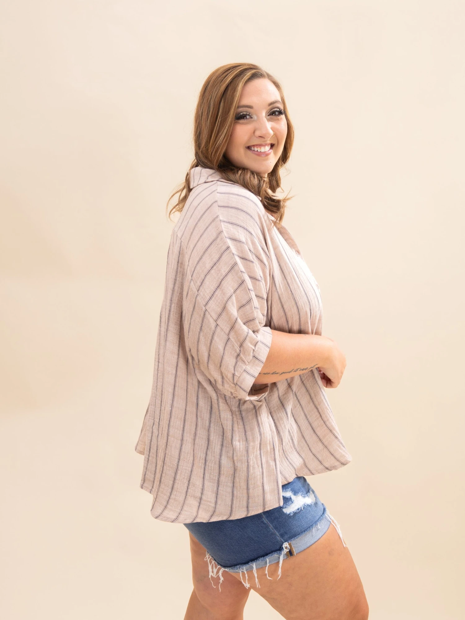Oversized Striped Woven Blouse | S-XL 3 Oversized Striped Woven Blouse | S-XL - Image 3