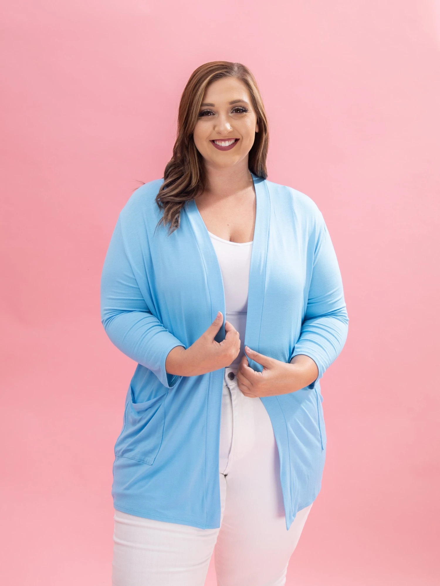 Front Pocket 3/4 Sleeve Cardigan By DD Design | S-3XL 11 Front Pocket 3/4 Sleeve Cardigan By DD Design | S-3XL - Image 11