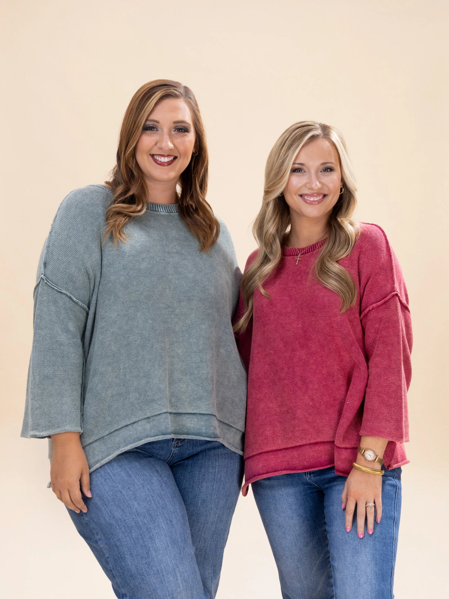 Zenana Washed 3/4 Sleeve Boxy Sweater Top | S-L 2 Zenana Washed 3/4 Sleeve Boxy Sweater Top | S-L - Image 2