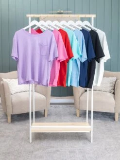 Andree Short Sleeve Round Neck Left Chest Pocket Top | S-3X *Final Sale*